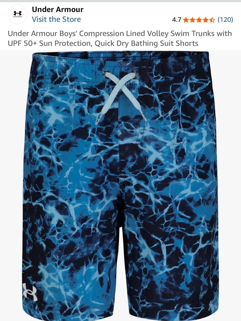 Under Armour Boys Blue Marble Swim Trunks